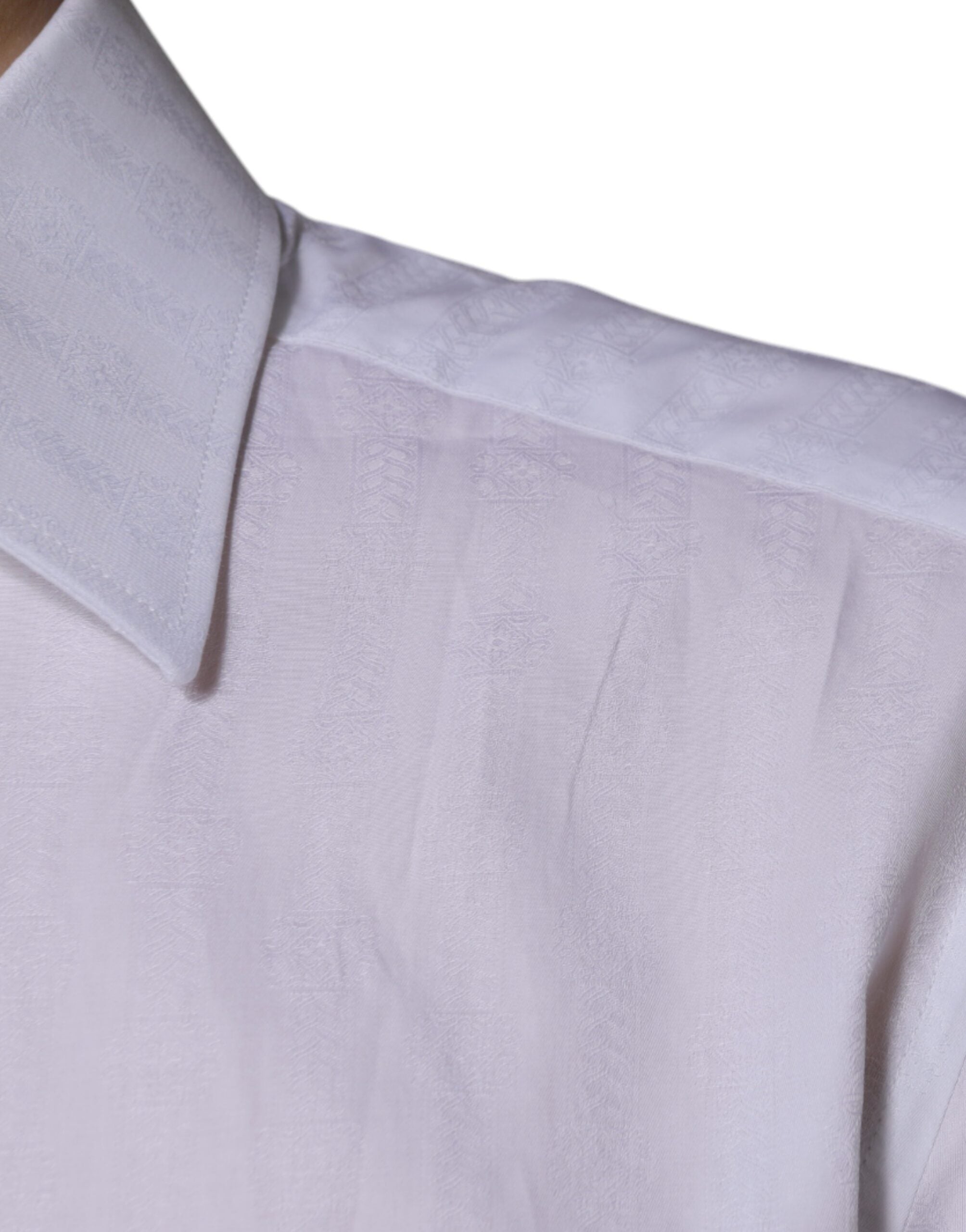 Dolce & Gabbana White Cotton Shirt Slim Fit Formal GOLD Dress Shirt
